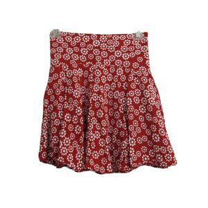 Tween Girls Skort Skater Style Skirt w/ Built In Shorts Size XS Red White Floral